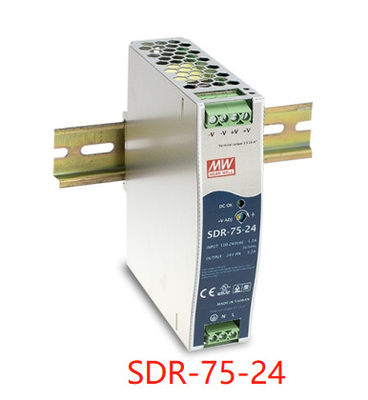 SDR-75-24 Meanwell Zasilacz na szynę Din 12V 24V 48V 85%-89%