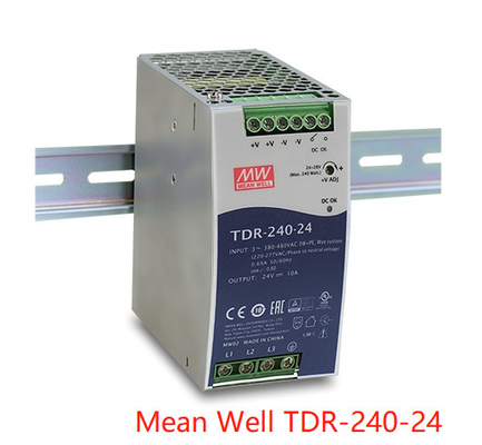 240W Trójfazowa przemysłowa szyna DIN TDR-240-24 Wbudowana aktywna PFC