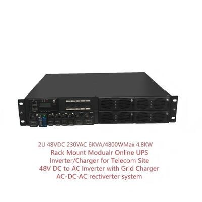 19 cali 2U 48VDC 230VAC 6KVA / 600W Rack Mount Modualr Online UPS Telecom rectifier Inverter-charger 2 w 1 dla lokalizacji telekomunikacyjnych.