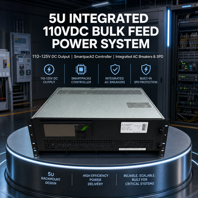 5U 19 Inch 110Vdc Rectifier Power System, Max 4 Rectifier Slots with Smartpack2 Controller CI020405.XXX