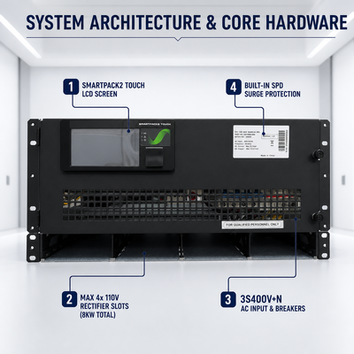 5U 19" Rack Mount 110V DC Modular Rectifier System CI020405.XXX | 4 Slots Capacity, Built-in Smartpack2 Controller