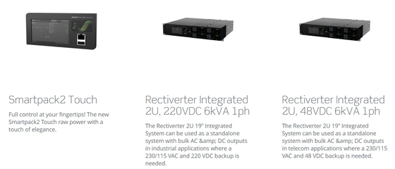 Zintegrowany system Eltek Recectiverter 2U 6kVA 6 kVA AC i 4,8 kW DC ze sterownikiem Smartpack R